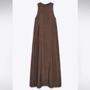 Zara Brown Sleeveless Maxi Dress